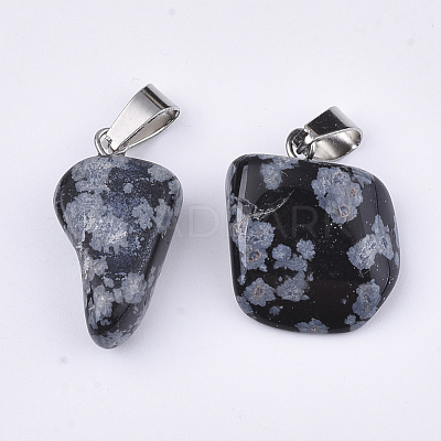 Natural Snowflake Obsidian Pendants G-Q996-01-1