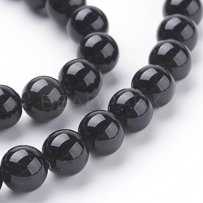Natural Obsidian Beads Strands X-G-G099-8mm-24-1