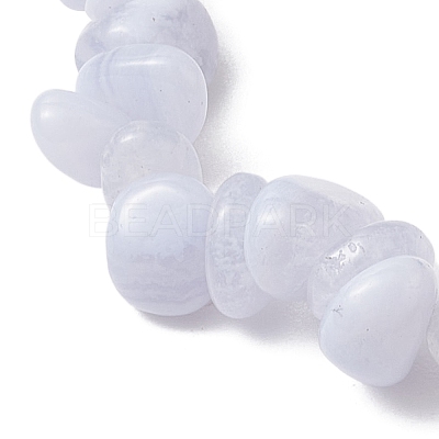 Natural Blue Lace Agate Chip Beaded Stretch Bracelets BJEW-JB11133-08-1
