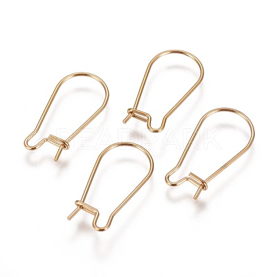 Ion Plating(IP) 304 Stainless Steel Hoop Earrings Findings Kidney Ear Wires STAS-L216-22C-G-1