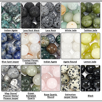 180Pcs 15 Styles Natural Mixed Gemstone Beads Sets G-NB0005-17-1