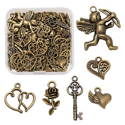60Pcs 6 Style Tibetan Style Alloy Pendants FIND-LS0001-32AB-1