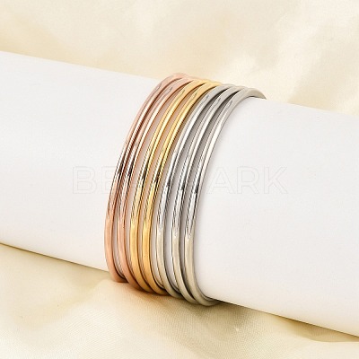 7Pcs 201 Stainless Steel Plain Bangle Sets for Women X-BJEW-L664-022C-M02-1