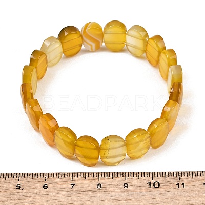 Natural Yellow Agate Oval Beaded Stretch Bracelet G-E010-01-32-1