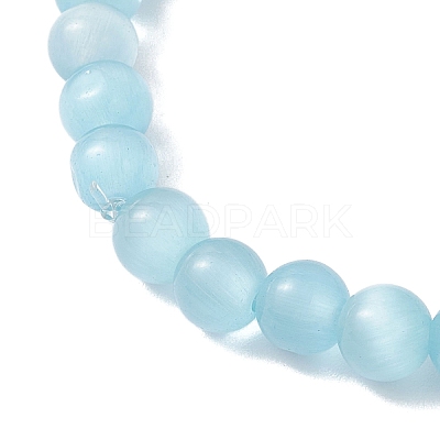 4Pcs 4 Colors Cat Eye & Handmade Evil Eye Lampwork Round Beaded Stretch Bracelets for Women BJEW-JB12289-1