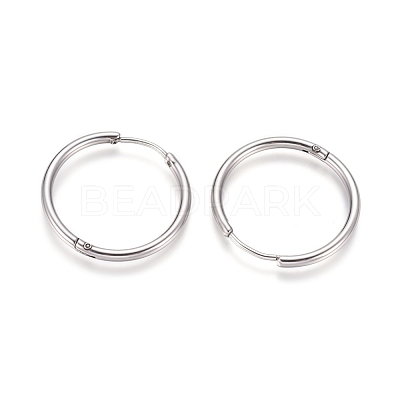 Tarnish Resistant 202 Stainless Steel Huggie Hoop Earrings EJEW-F111A-25mm-P-1