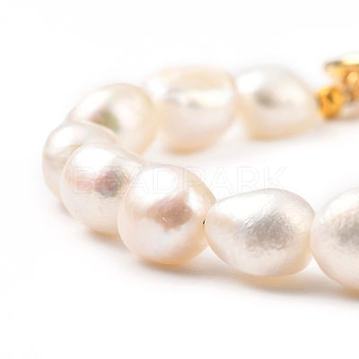 Natural Baroque Pearl Keshi Pearl Beaded Bracelets BJEW-JB05326-02-1