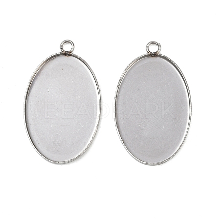 Tarnish Resistant 304 Stainless Steel Pendant Cabochon Settings STAS-K148-03-1