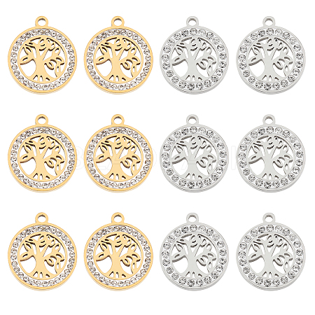 12Pcs 2 Colors 201 Stainless Steel Pendants STAS-UN0031-34-1