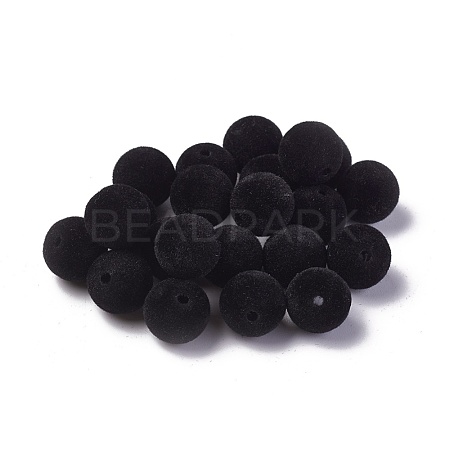 Flocky Acrylic Beads OACR-L011-C-07-1