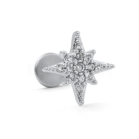 316L Surgical Stainless Steel Micro Pave Clear Cubic Zirconia Cartilage Earrings for Women Men WG67427-05-1