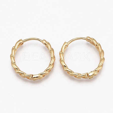Brass Huggie Hoop Earrings EJEW-L231-34G-1
