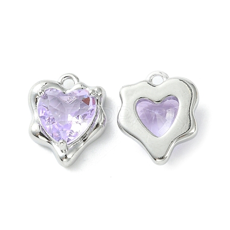 Brass Micro Pave Cubic Zirconia Charms KK-L208-06P-03-1