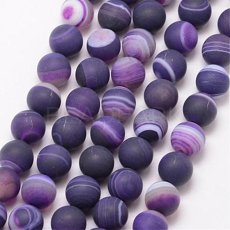 Natural Striped Agate/Banded Agate Bead Strands G-K166-12-8mm-02-1