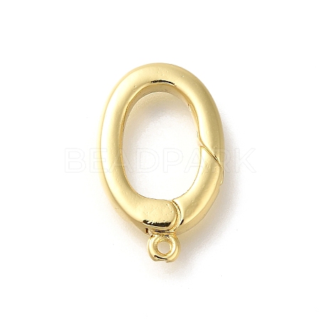 Rack Plating Oval Brass Spring Gate Rings KK-Z086-53G-02-1