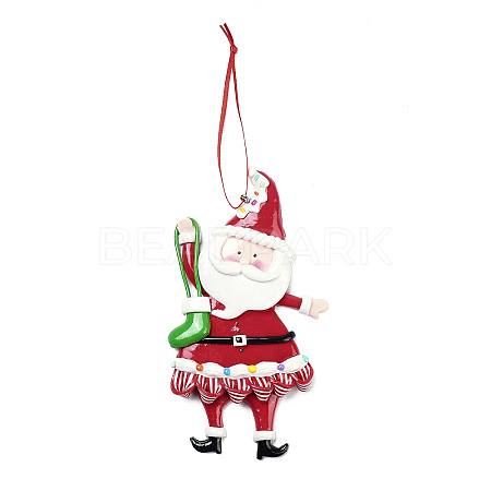 Christmas Santa Claus Handmade Polymer Clay Pendant Decorations HJEW-P017-01B-1