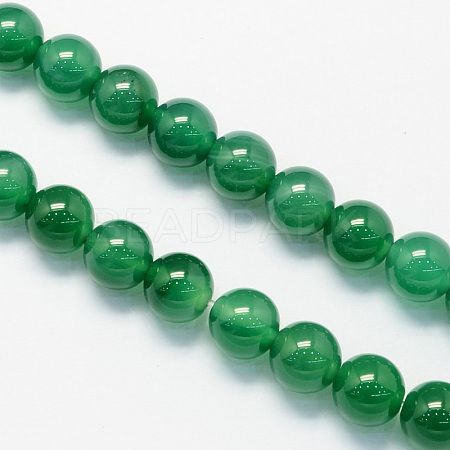 Round Natural Dyed & Heated Green Onyx Agate Beads Strands G-S123-6mm-1