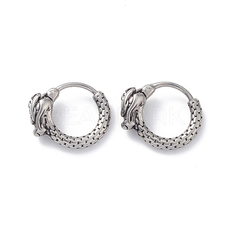 304 Stainless Steel Dragon Hoop Earrings for Men Women EJEW-F312-05AS-1
