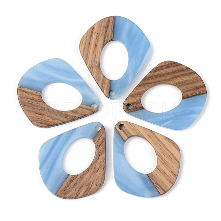 Opaque Resin & Walnut Wood Pendants RESI-S389-016A-C01-1