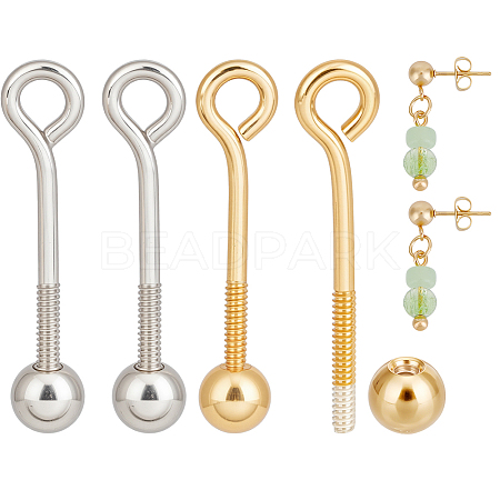 4Pcs 925 Sterling Silver Threaded Ball Eyepin STER-BC0003-33-1