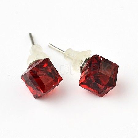 Shiny Glass Rhinestone Stud Earrings EJEW-F0039-06-1