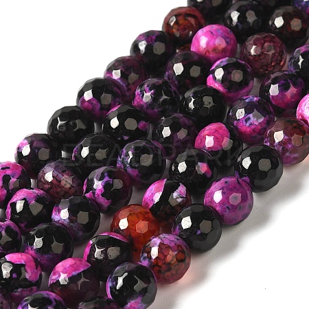 Dyed & Heated Natural Fire Crackle Agate Beads Strands G-P539-B01-07-1