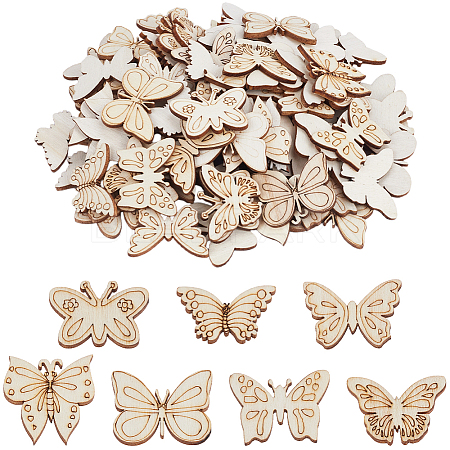 4 Sets Unfinished Wood Cutouts Ornaments WOOD-SC0001-91E-1