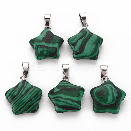 Star Dyed Synthetic Malachite Pendants G-Q367-02-1