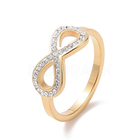Crystal Rhinestone Infinity Finger Ring RJEW-D120-01G-1