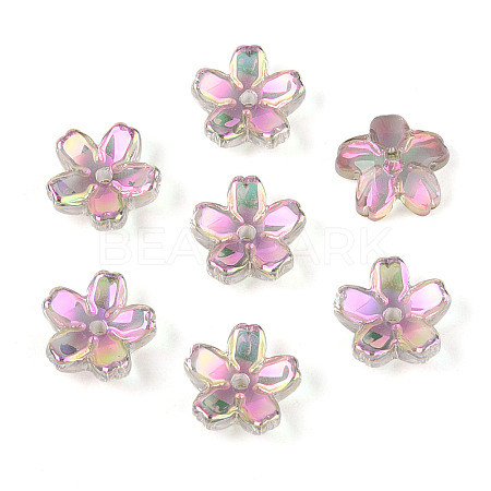 Transparent Electroplate Glass Bead Caps EGLA-N015-01D-1