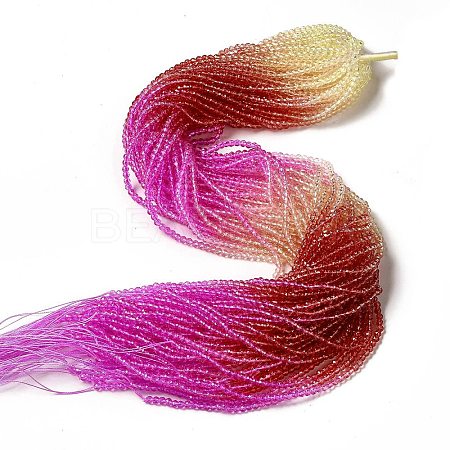 Transparent Gradient Color Glass Beads Strands GLAA-H021-01B-10-1