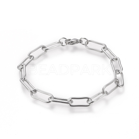 304 Stainless Steel Paperclip Chain Bracelets BJEW-I288-09P-1