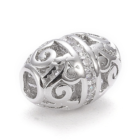 Brass Micro Pave Clear Cubic Zirconia Beads LS-KK-K243-12P-1