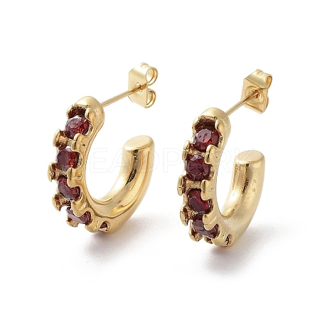 Iron Plating(IP) 304 Stainless Steel Stud Earrings with Cubic Zirconia EJEW-D095-21G-1