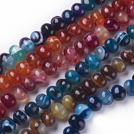 Dyed Natural Banded Agate Beads Strands G-F595-E-1