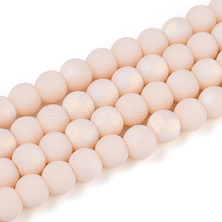 Frosted Opaque Glass Beads Strands GLAA-T032-P6mm-MBB09-1