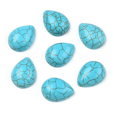 Craft Findings Dyed Synthetic Turquoise Gemstone Flat Back Teardrop Cabochons TURQ-S270-15x20mm-01-1