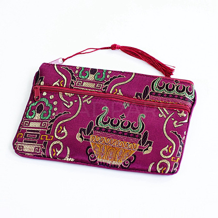 Chinese Style Flower Pattern Satin Jewelry Packing Pouches PW-WG58107-08-1
